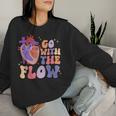 The Flow Of The Heart Cardiac Nurse Cardiology Sonographer Women Sweatshirt Gifts for Her