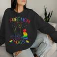 Free Mom Hugs Lgbt Pride Mama Cat Rainbow Cute Women Sweatshirt Gifts for Her