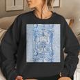 French Blue Toile Floral Chinoiserie And Ginger Jars Women Sweatshirt Gifts for Her