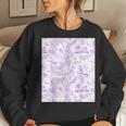French Mauve Toile Chinoiserie With Flowers Leopards Women Sweatshirt Gifts for Her