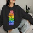 Lgbt Cat Stack Rainbow Gay Pride Anime For Cat Lover Women Sweatshirt Gifts for Her