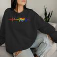 Gay Heartbeat Pride Rainbow Flag Lgbtq Lgbt Heart Ally Women Sweatshirt Gifts for Her