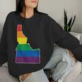 Gay Pride Flag Idaho State Map Rainbow Stripes Women Sweatshirt Gifts for Her