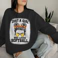 Girls Softball Fan Player Messy Bun Softball Lover Women Sweatshirt Gifts for Her