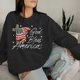 God Bless America Fourth Of July Christian Patriot Usa Flag Women Sweatshirt Gifts for Her