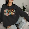 Groovy Daddy Birthday Party Peace Sign Dad 60S 70S Hippie Women Sweatshirt Gifts for Her
