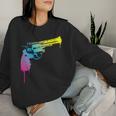 Gun Dripping Rainbow Graffiti Paint Artist Revolver Women Sweatshirt Gifts for Her