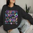 Happy 100Th Day Of School Tie Dye Rainbow 100 Days Smarter Women Sweatshirt Gifts for Her