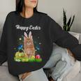 Happy Easter Day Bunny Cat Eggs Basket Cat Lover Women Sweatshirt Gifts for Her