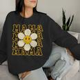 Happy Face Mama Groovy Daisy Flower Smiling Flower Women Sweatshirt Gifts for Her