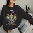 Happy Holi Festival India Hindu Colors Spring Woman Elephant Women Sweatshirt Gifts for Her