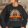 Happy Thanksgiving Turkey Day Leopard Print Pumpkin Women Sweatshirt Gifts for Her
