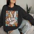 Hippie Peace Hand Sign Groovy Flower 60S 70S Retro Women Sweatshirt Gifts for Her