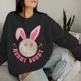 Hunny Bunny Retro Groovy Easter Leopard Smile Face Rabbit Women Sweatshirt Gifts for Her
