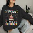 It's My Twin's Birthday Twins Matching Birthday Mom Dad Women Sweatshirt Gifts for Her