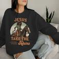 Jesus Take The Reins Christian Black Cowgirl Western Texas Women Sweatshirt Gifts for Her
