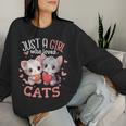 Just A Girl Who Loves Cats Cute Cat Lover Women Sweatshirt Gifts for Her