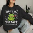 Kindergarten 100 Days School Boys Girls Frog Time Flies Fly Women Sweatshirt Gifts for Her