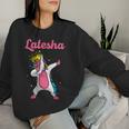 Latesha Name Personalized Birthday Dabbing Unicorn Queen Women Sweatshirt Gifts for Her