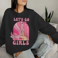 Let's Go Girls Western Cowgirls Pink Groovy Bachelorette Women Sweatshirt Gifts for Her