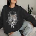 Loup Native Tribal Indien Plumes Attrape-Rêves Loups Avec Col En V Women Sweatshirt Cadeaux pour elle