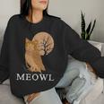 Meowl Cat Owl With Tree And Full Moon Women Sweatshirt Gifts for Her