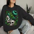 Messy Bun Irish Skull Saint Pattys Day Women Sweatshirt Gifts for Her