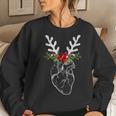 Nurse Heart Anatomy Reindeer Heart Cath Lab Rn Cardiology Hu Women Sweatshirt Gifts for Her