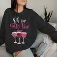 Oh Sip It's A Girls Trip Leopard Print Wine Glasses Women Sweatshirt Gifts for Her