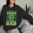 One Lucky Dad Groovy Retro Dad St Patrick's Day Women Sweatshirt Gifts for Her