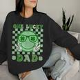 One Lucky Dad Groovy Smile Face St Patrick's Day Irish Dad Women Sweatshirt Gifts for Her