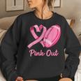 Pink Out Breast Cancer Awareness Bleached Football Mom Girls Women Sweatshirt Gifts for Her