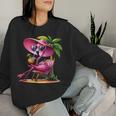 Pink Flamingo Summer Vibes Beach Palm Tree Summer Vacation Women Sweatshirt Gifts for Her