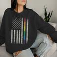 Rainbow Gay Pride American Flag Lgbt Gay Transgender Pride Women Sweatshirt Gifts for Her