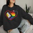 Rainbow Heart Lgbtq Doctor Nurse Medical Pride Month Squad Women Sweatshirt Gifts for Her