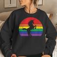 Rainbow Unicorn Striped Sunrise Distressed Relaxed Women Sweatshirt Gifts for Her