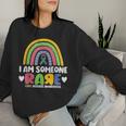 Rare Disease Day I Am Someone Rare Rainbow Zebra Ribbon Women Sweatshirt Gifts for Her