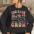 Retro Boho Flower Teacher 100 Days Watching My Students Grow Women Sweatshirt Gifts for Her