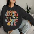 Retro Grandma Of Groovy One Matching Family 1St Birthday Women Sweatshirt Gifts for Her