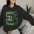 Retro Groovy Lucky To Be A Music Teacher St Patrick's Day Women Sweatshirt Gifts for Her