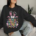 Retro Groovy Medical Assistant Squad Bunny Ear Flower Easter Women Sweatshirt Gifts for Her