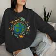 Retro Groovy Save Bees Rescue Animals Recycle Fun Earth Day Women Sweatshirt Gifts for Her