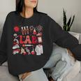 Retro Groovy Valentines Lab Tech Medical Laboratory Science Women Sweatshirt Gifts for Her