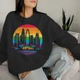 Retro Lgbt Rainbow Charlotte Skyline Lesbian Gay Pride Women Sweatshirt Gifts for Her