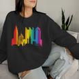 Retro Lgbt Rainbow Columbus Skyline Lesbian Gay Pride Women Sweatshirt Gifts for Her