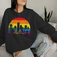 Retro Lgbt Rainbow Dallas Skyline Lesbian Gay Pride Women Sweatshirt Gifts for Her
