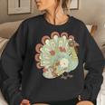 Retro Thanksgiving Turkey Vintage Floral Women Sweatshirt Gifts for Her