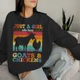 Retro Vintage Just A Girl Who Loves Chickens & Goats Farmer Women Sweatshirt Gifts for Her