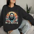 He Is Rizzen Christian Is Rizzen Retro Believe In Jesus Women Sweatshirt Gifts for Her