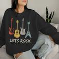 Lets Rock Rock N Roll Guitar Retro Sin Mangas Sudadera Mujer Regalos para ella